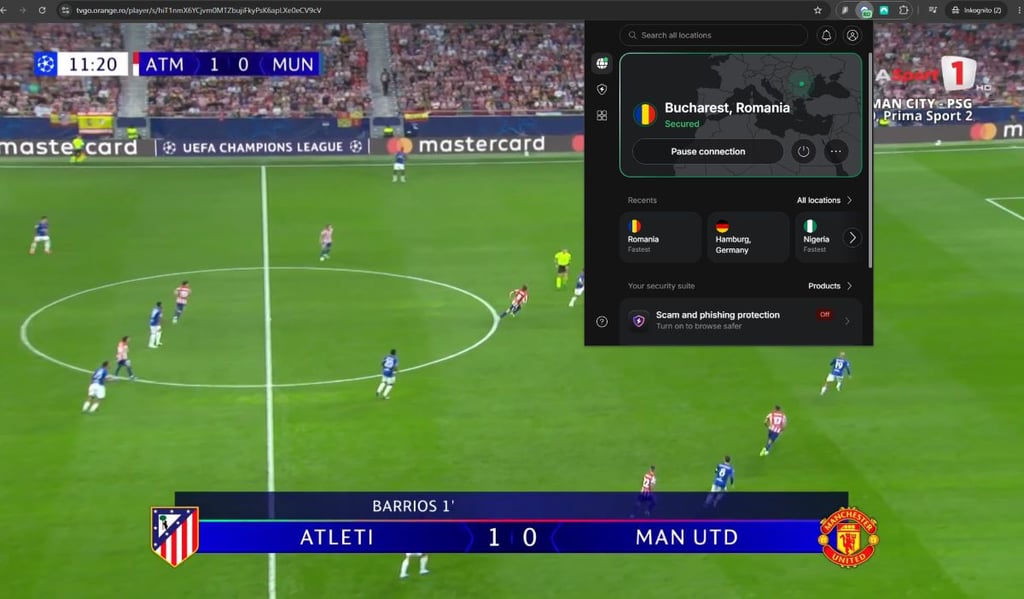 Champions League, Screenshot, Prima Sport 