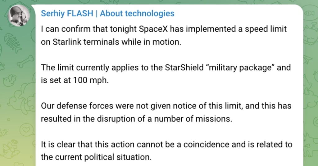 A post on Telegram by Serhyi Beskrestnov.