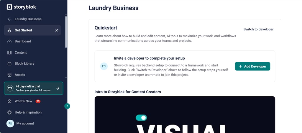 Storyblok requires backend setup