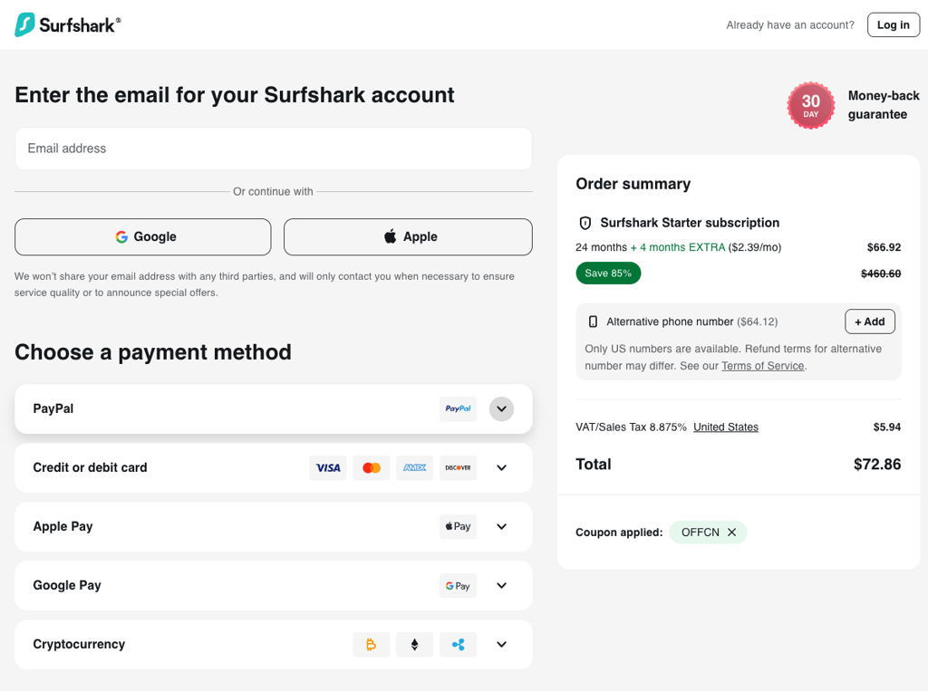 surfshark starter discount