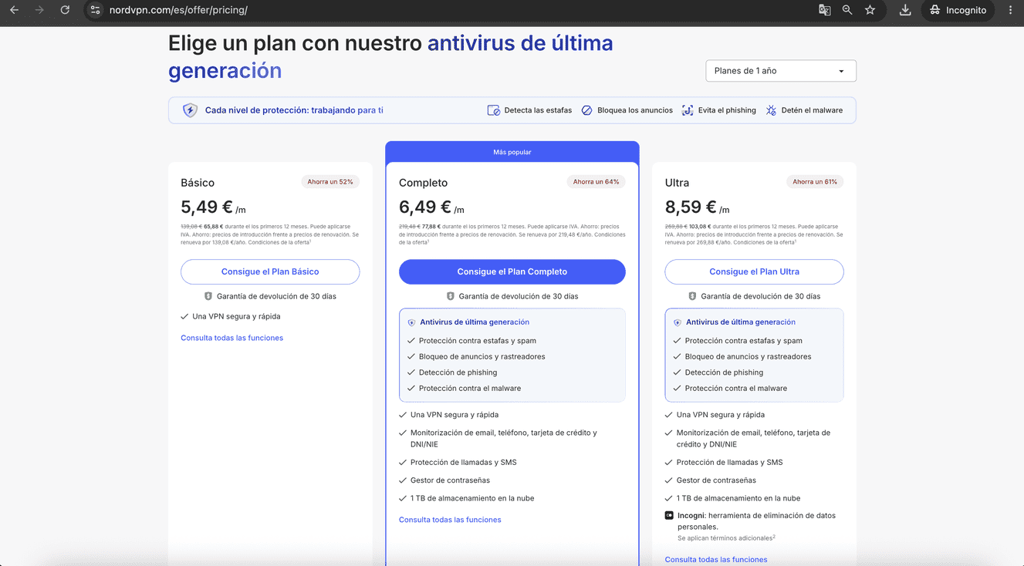 suscripcion de 1 ano para nordvpn ES