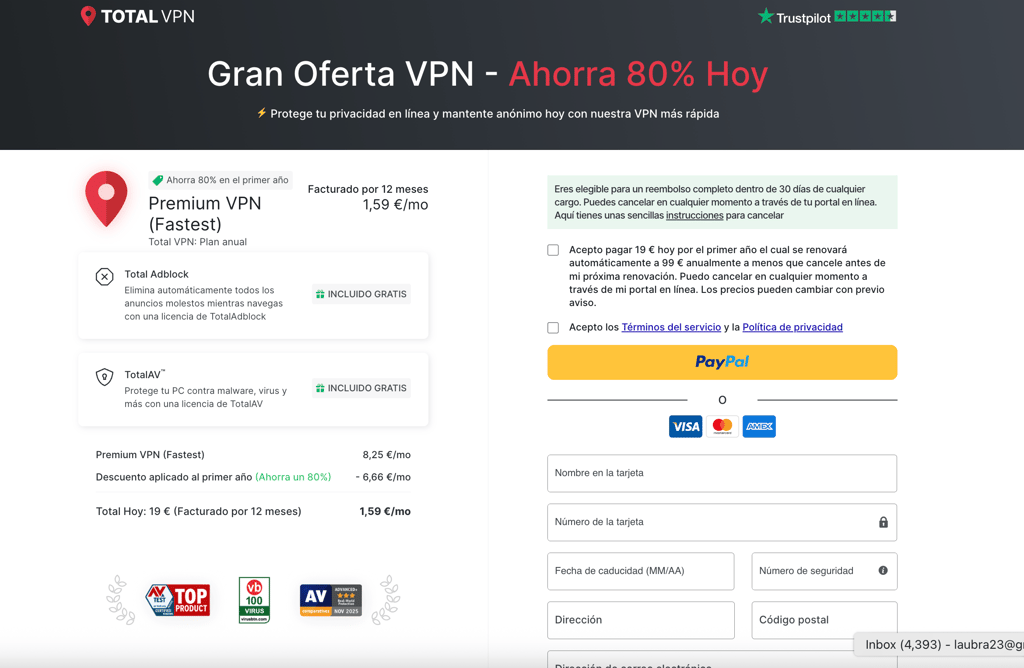 total vpn pagina de pago oferta ES