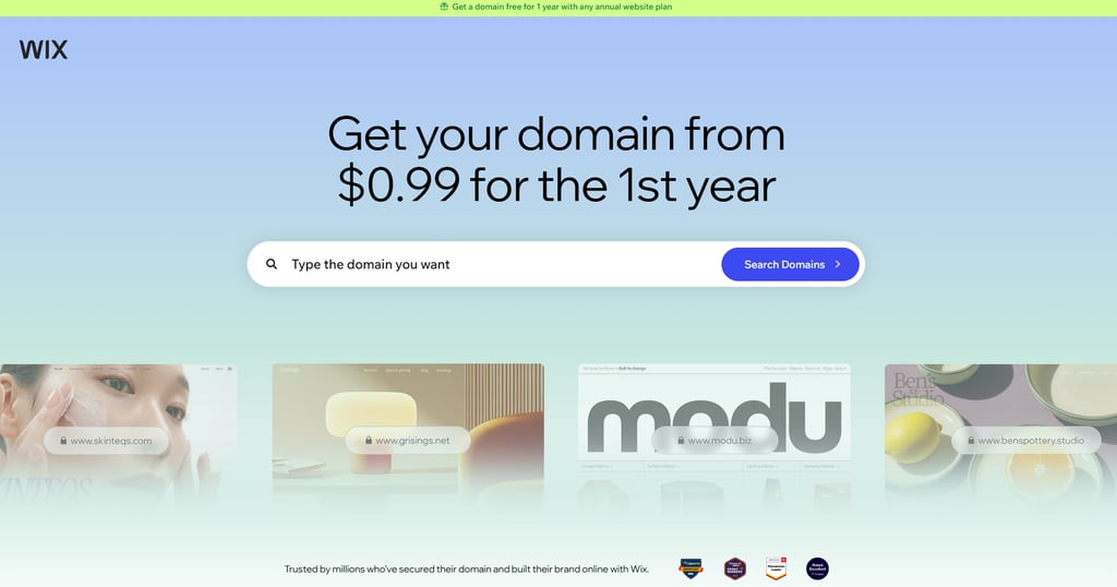 Wix Domain Search tool