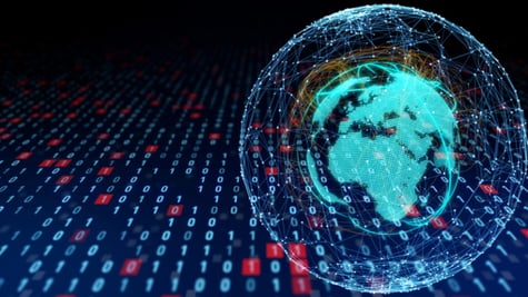 associative photo of globe in cyberspace