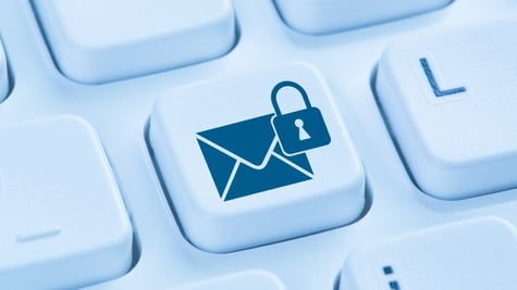 Sending encrypted E-Mail protection secure mail internet symbol blue computer keyboard