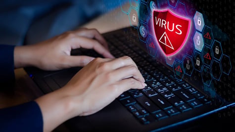 laptop with antivirus program icon