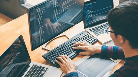 Developer writing code
