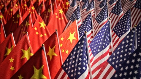 flags of China and USA