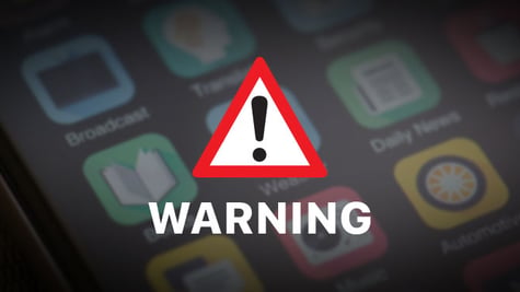 warning sign apps in the background