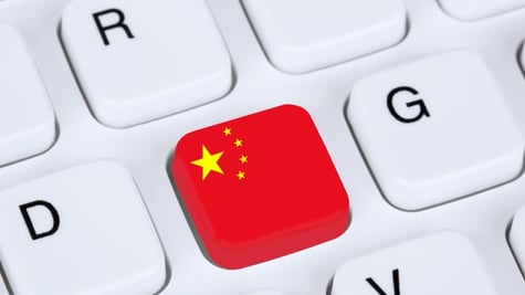 China flag on computer keyboard
