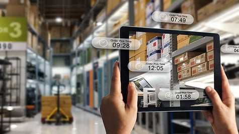 Ipad with AR in warehouse