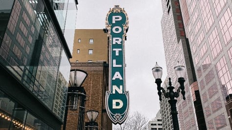 Sign with Portland on the building