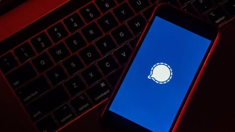 The logo for Signal, an encrypted-messaging app,