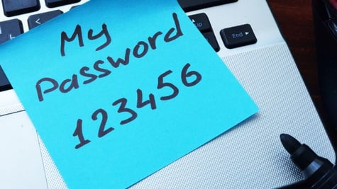 password on blue stcky note