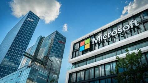 Microsoft logo on a building