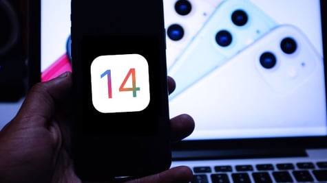 ios phone with number 14 on screen