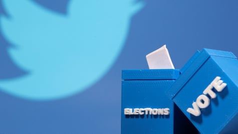 twitter logo, ballot box