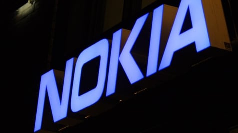 Nokia sign on building at night