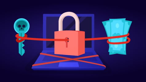 Computer screen with lock and money