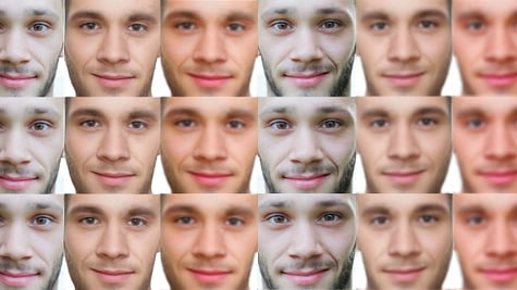 Man faces with and without beard