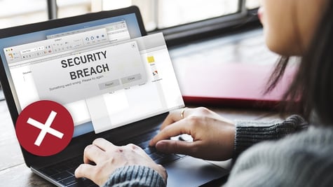Security breach warning on monitor