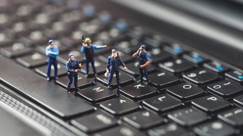 Profession action figures on keyboard
