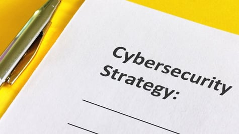 Cybersecurity Strategy inscription on paper