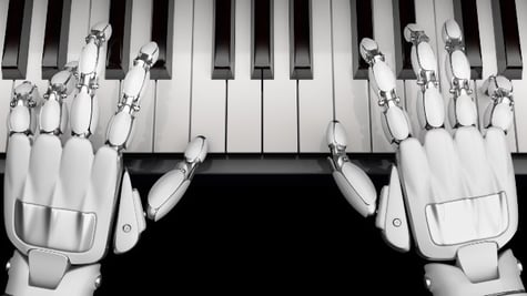 Robot hands playing piano