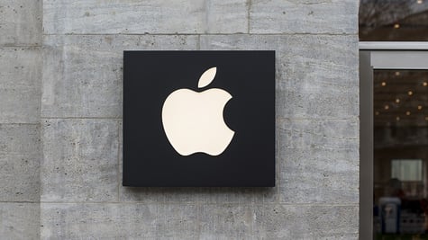 Apple logo in building