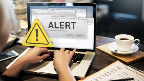 Alert on laptop screen