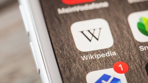 Wikipedia app on screen