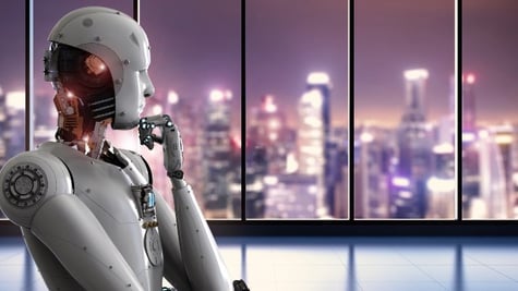 Robot in a thinking position