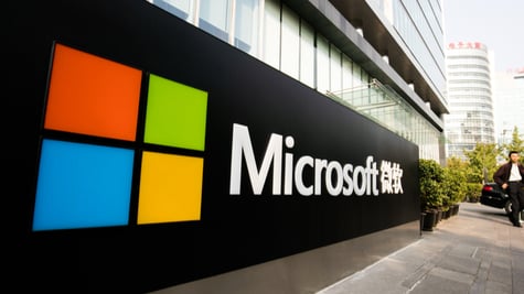 Microsoft logo on building