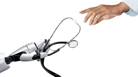 artificial intelligence robot working in hospital