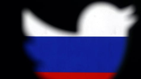 twitter logo, russian flag