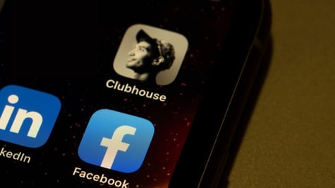 LinkedIn, FB, Twitter, Clubhouse apps seen on an iPhone