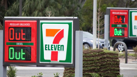 A gas station sign says "Out" because its tanks are empty. Amid the Colonial Pipeline Co. cyber atta