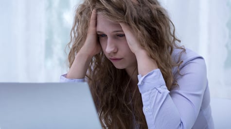 Image of despair girl humilated on internet