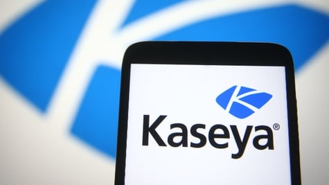In this photo illustration Kaseya Limited logo of an American software company is seen on a mobile p