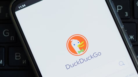 DuckDuckGo logo on smartphone