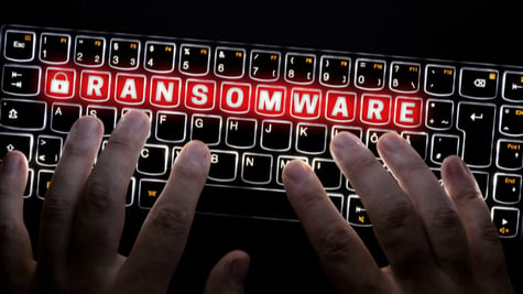 Threat actor operating ransomware keyboard