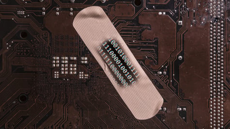 Patch on software. Concept of software patching
