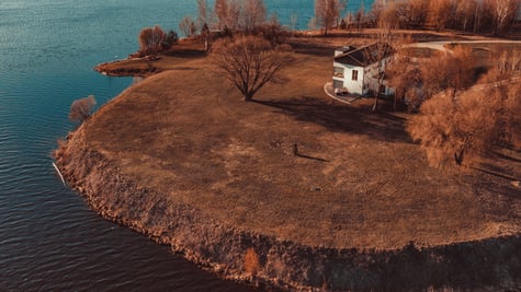 Tiny house on an island