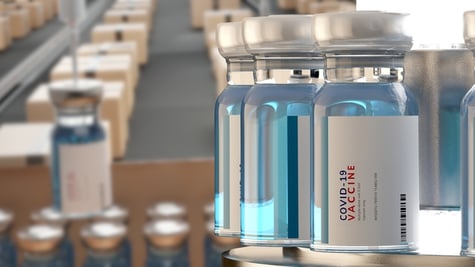 Vaccines in packages on conveyor belts