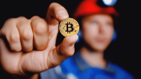 Crypto miner showing bitcoin