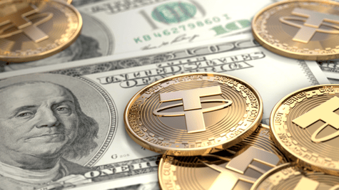Tether stablecoins with US dollar bills
