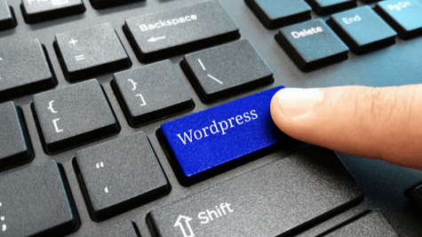 WordPress logo on laptop screen