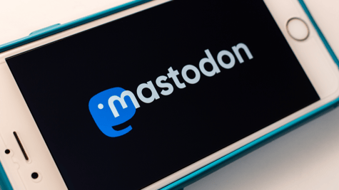 Mobile phone with social media logo on it