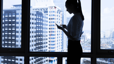 Female executive on phone in office