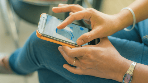 woman using a GPS on android
